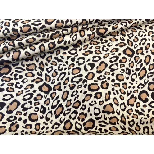 Tessuto di cotone - Stampa leopardata marrone
