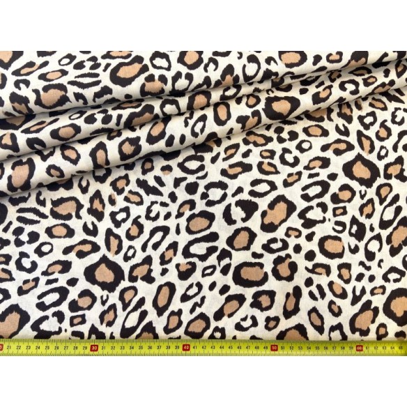 Tessuto di cotone - Stampa leopardata marrone
