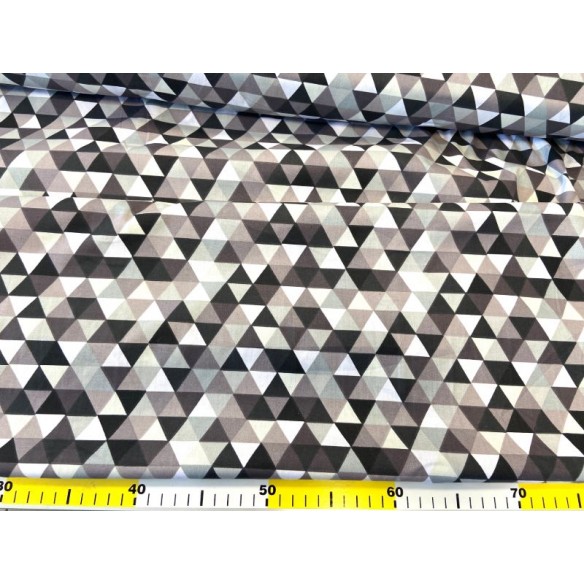 Tessuto di cotone - Beige Latte Grigio Piramidi