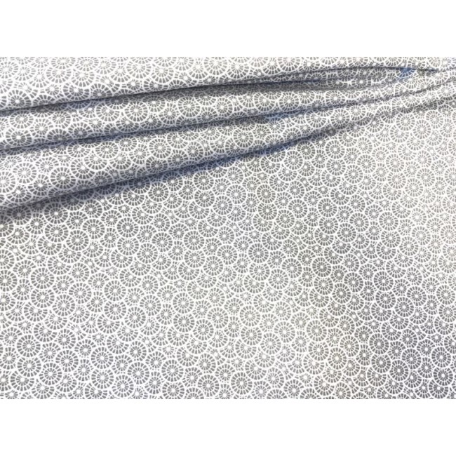 Tessuto di cotone - Mini rosette grigie su bianco