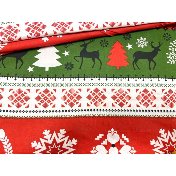 Tessuto di cotone - Maglione di Natale Renna Rosso-Verde