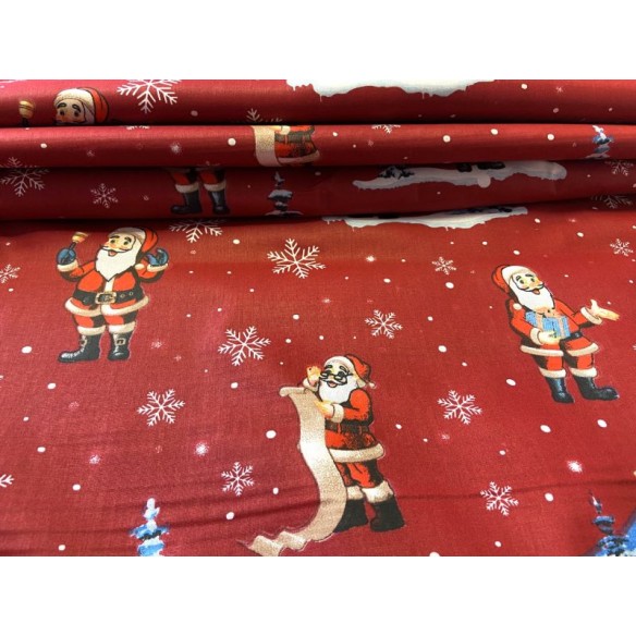Tessuto di cotone - Case di Natale e Babbo Natale
