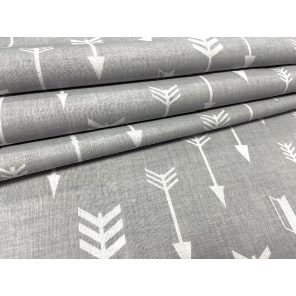 Tessuto di cotone - Frecce bianche su grigio