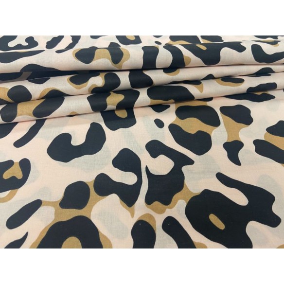 Tessuto di cotone - Stampa leopardata marrone grande