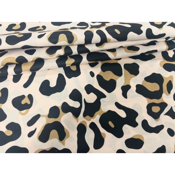 Tessuto di cotone - Stampa leopardata marrone grande
