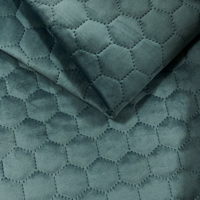 Tessuto da tappezzeria Trapuntato Velluto Hexagon - Azzurro