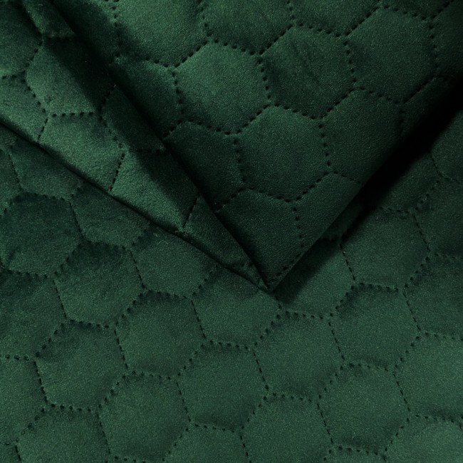 Tessuto da tappezzeria Trapuntato Velluto Hexagon - Verde Bottiglia