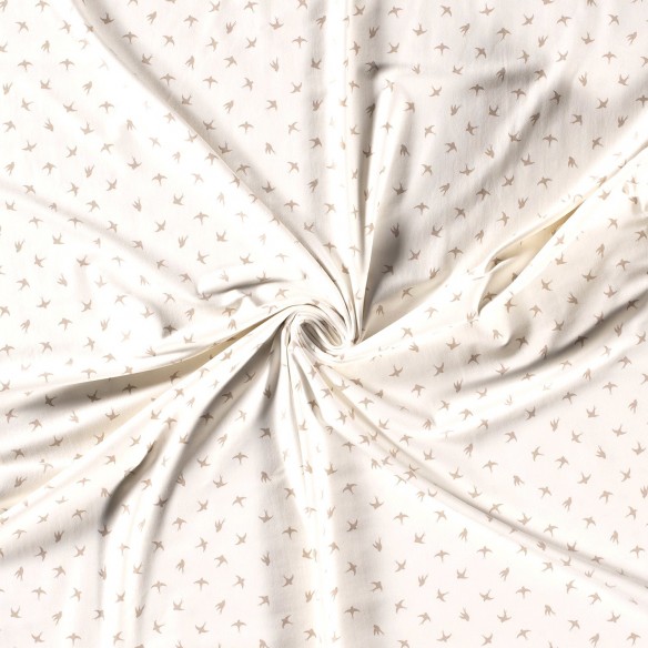 Maglia singola stampato - Rondini beige su bianco