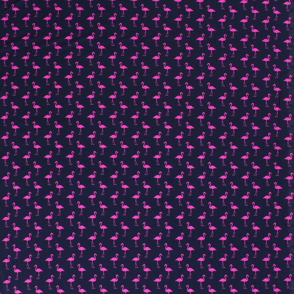 Maglia singola stampato - Flamingos Neon on Navy Blue