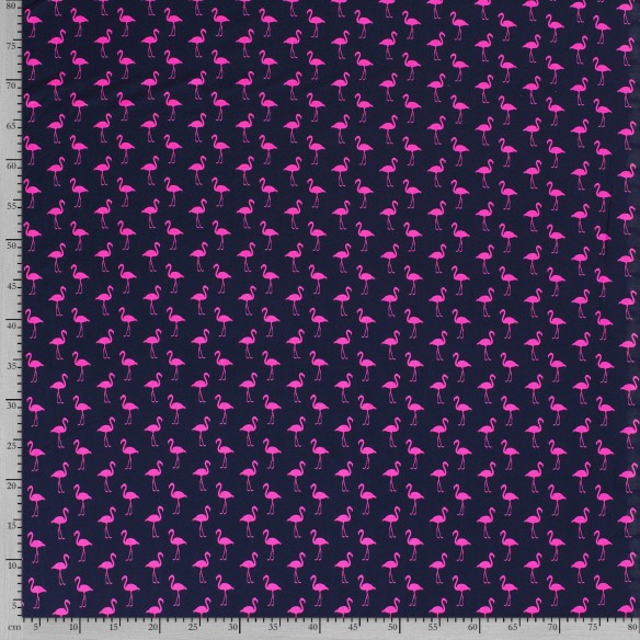 Maglia singola stampato - Flamingos Neon on Navy Blue