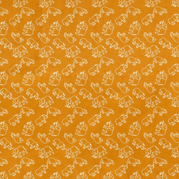 Tessuto di cotone premium - Elefanti su Arancione