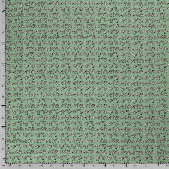 Tessuto di cotone premium - Zebre su Verde