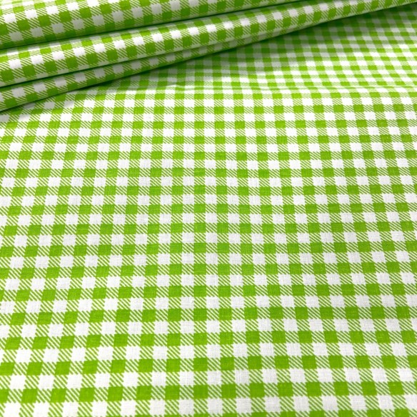 Tessuto di cotone - Scacchi verde chiaro