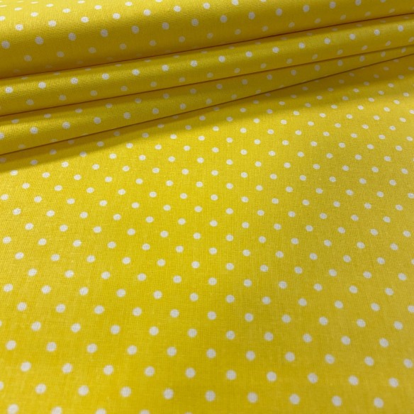 Tessuto di cotone - Pois gialli 4 mm