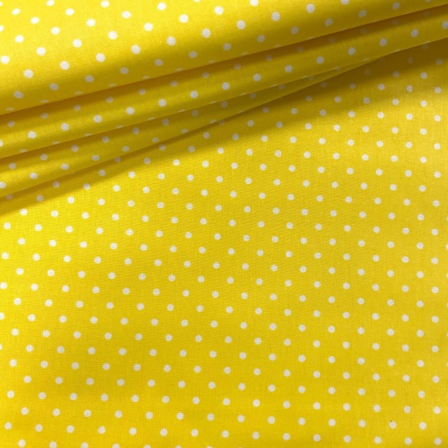 Tessuto di cotone - Pois gialli 4 mm
