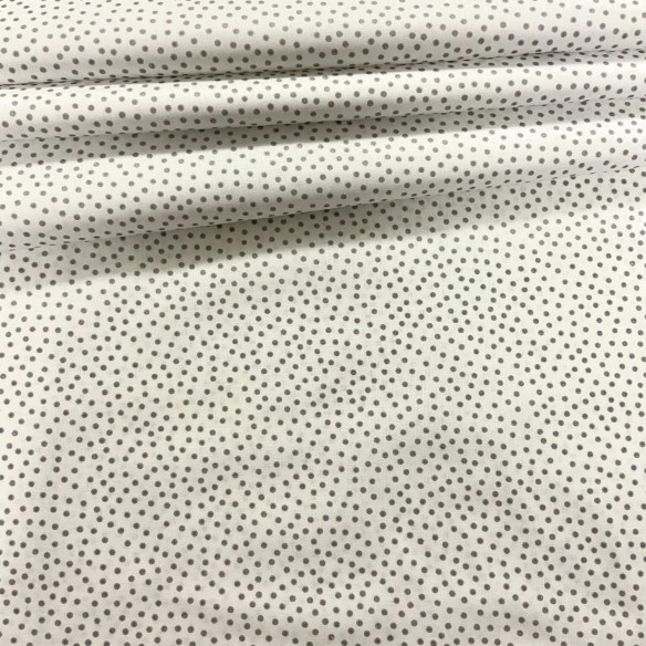 Tessuto di cotone - Puntini grigi sparsi su bianco