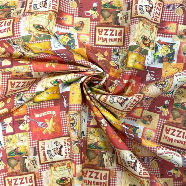 Tessuto di cotone premium - Rosso Pizza
