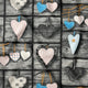 Tessuto di cotone - cuori patchwork 3D blu