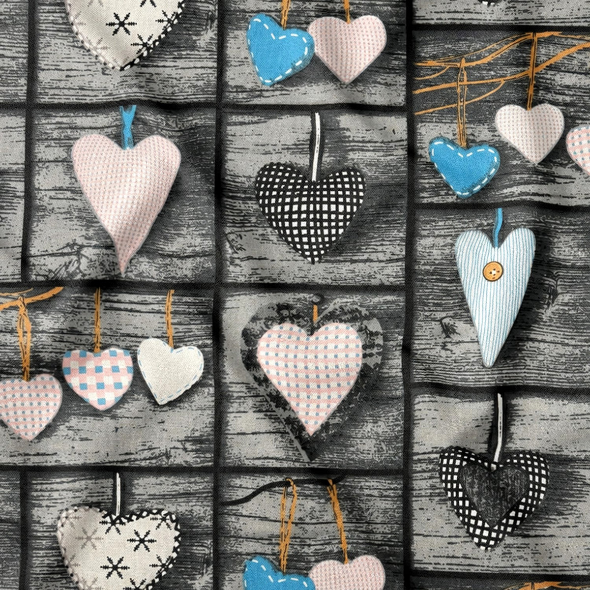 Tessuto di cotone - Patchwork natalizio, rosso e marrone