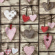 Tessuto di cotone - cuori patchwork 3D rossi