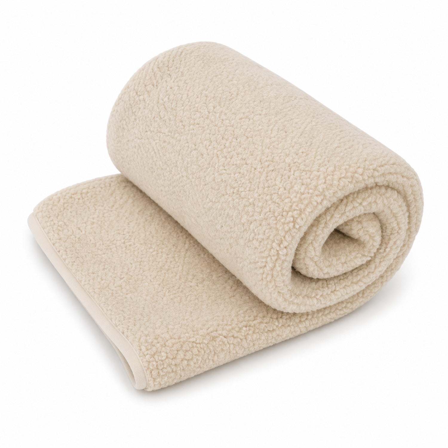 Tessuto in pelliccia di lana di pecora lavorata a maglia - Beige
