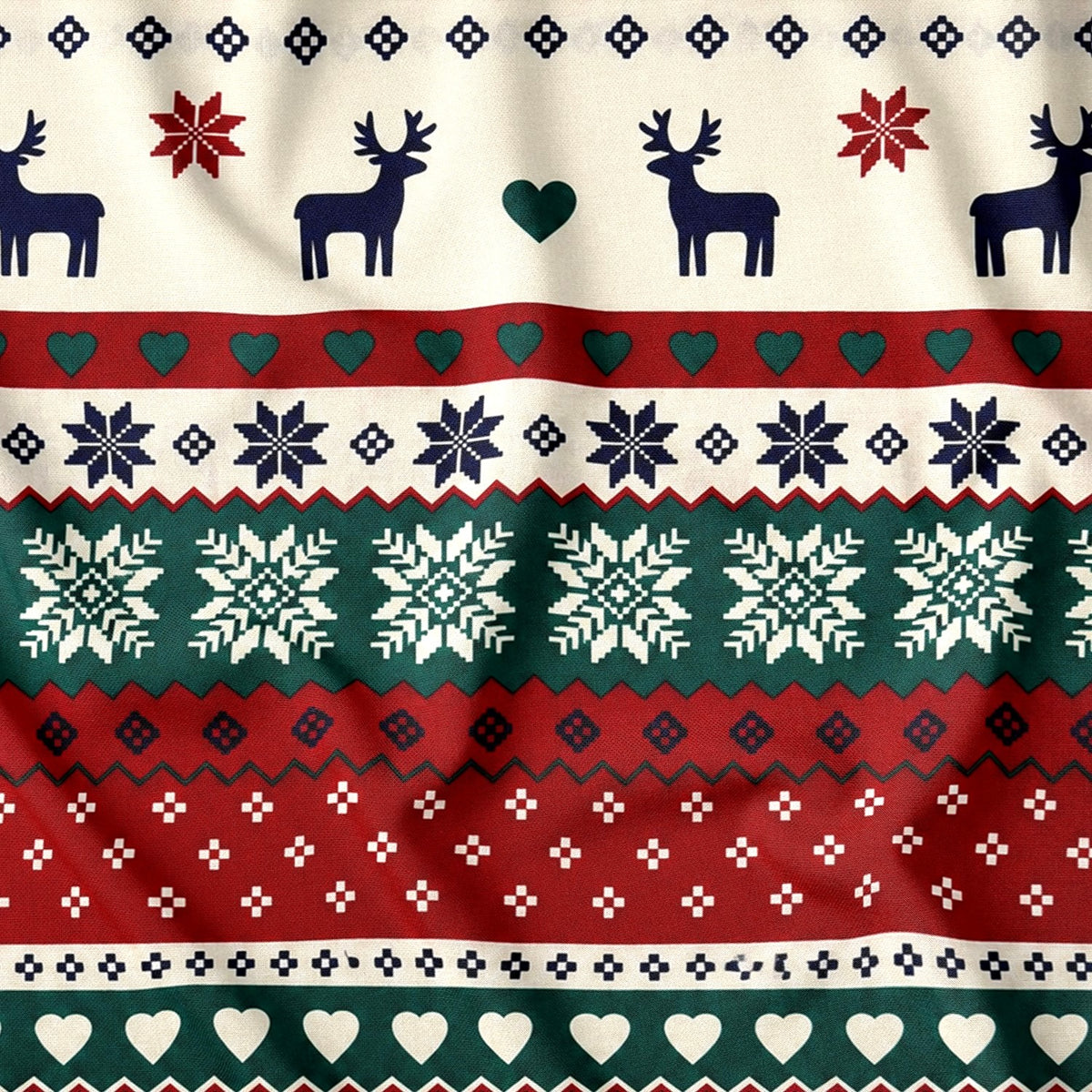 Tessuto di cotone - Natale Scandinavo Renna Verde