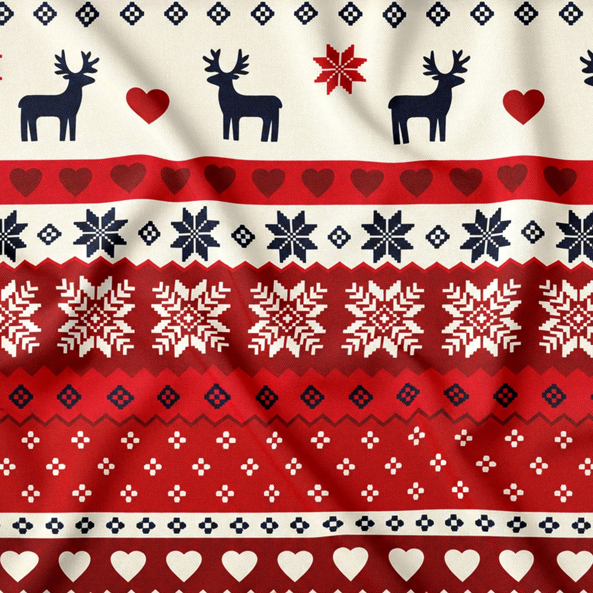 Tessuto di cotone - Renna natalizia scandinava rossa