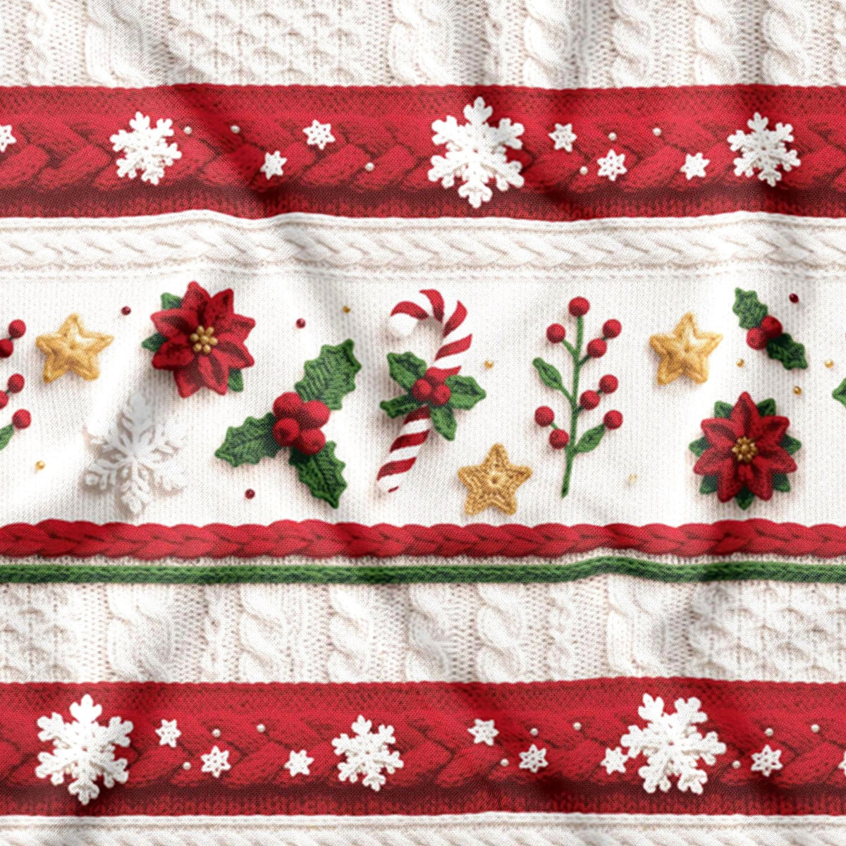 Tessuto di cotone - gnomi e alberi di Natale II