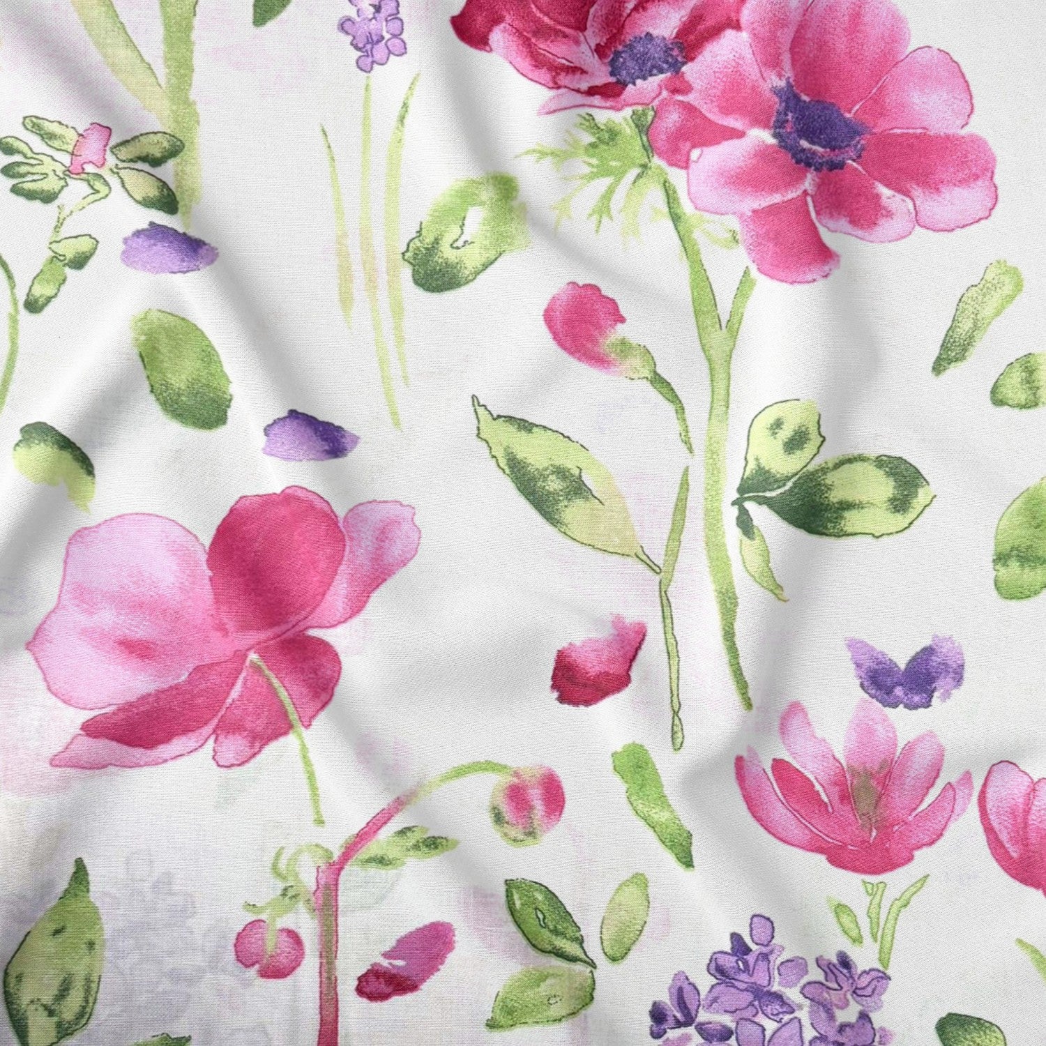 Tessuto di cotone - Giardino rosa violetto