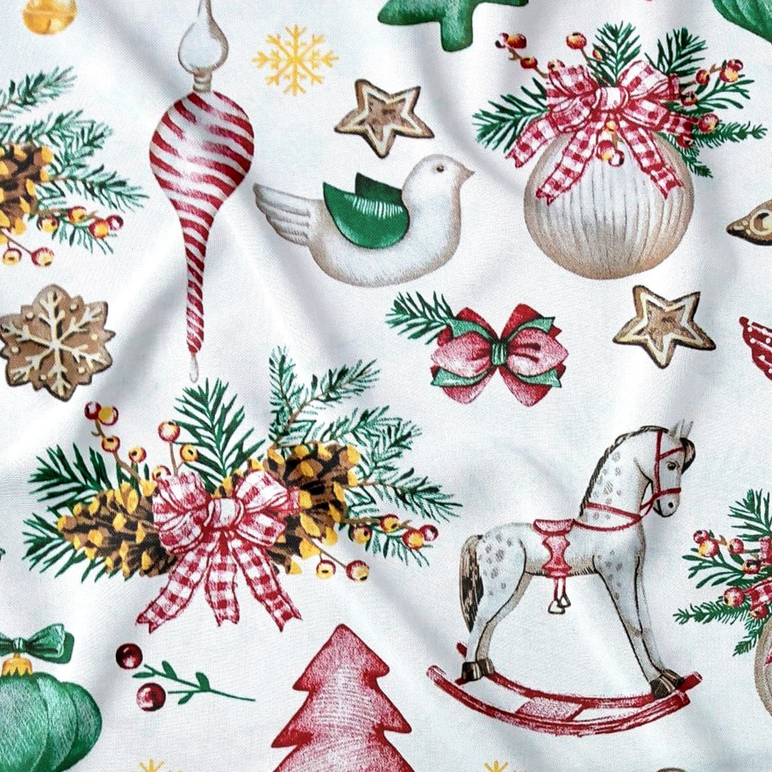 Tessuto di cotone - Natale dondolante bianco II
