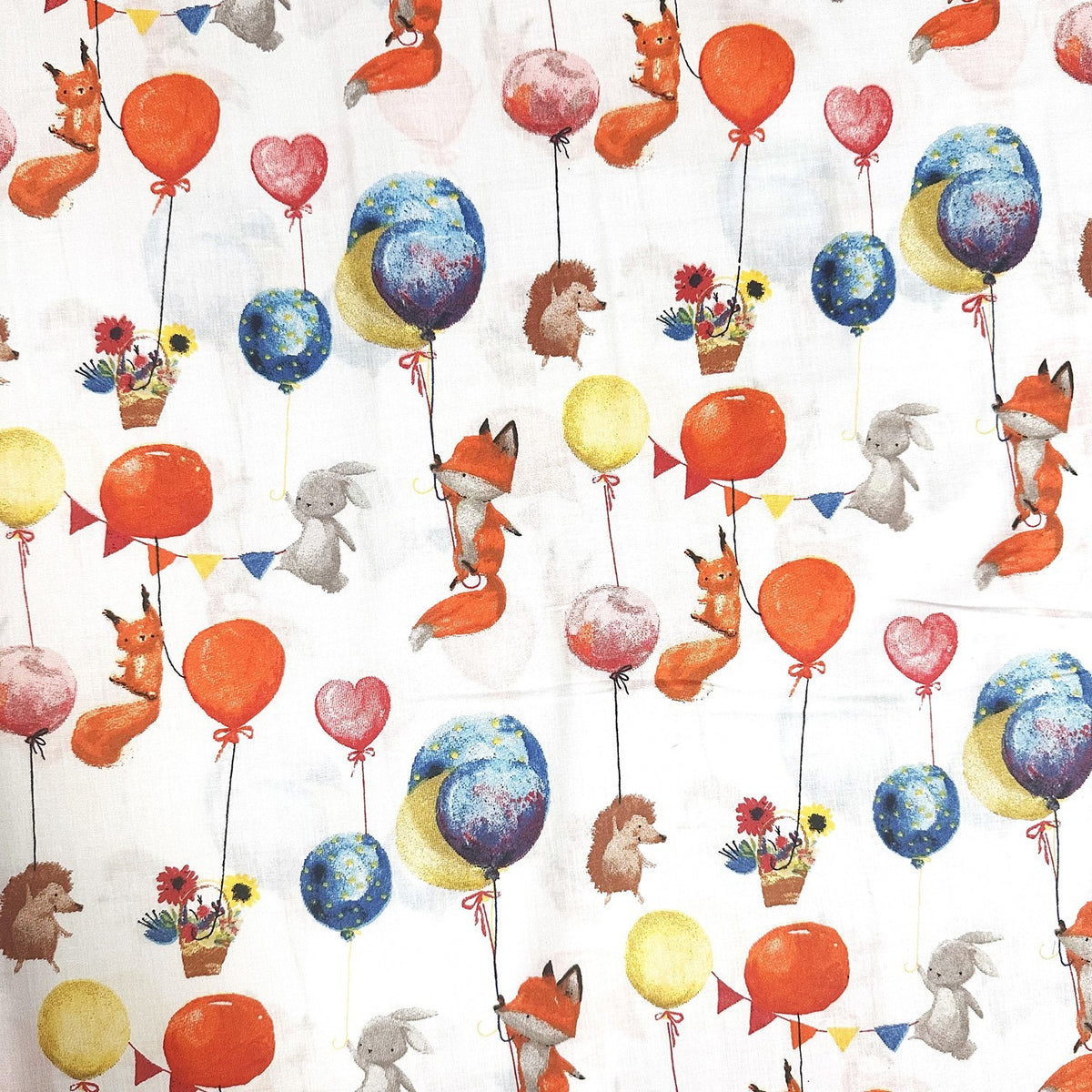 Cotton Fabric - Animals and Baloons