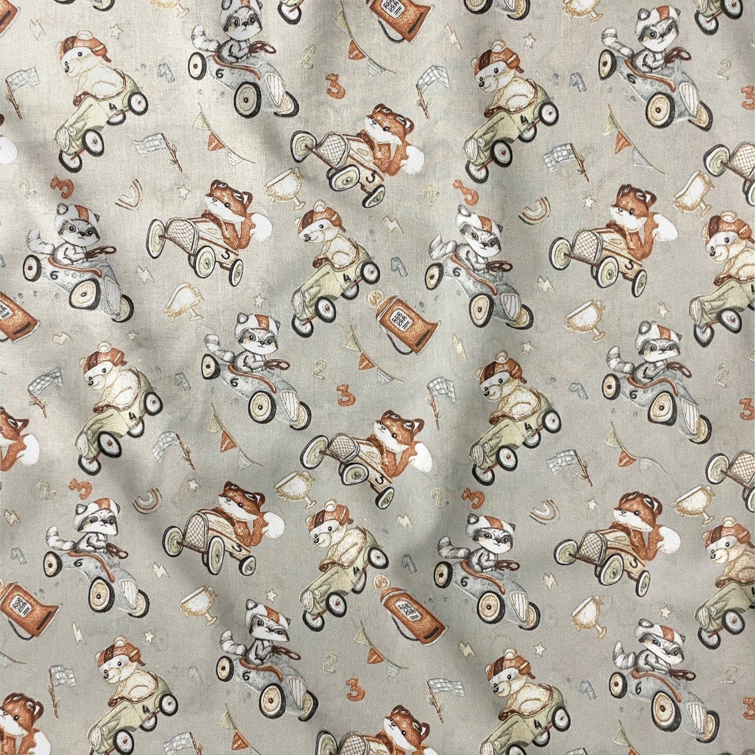 Cotton Fabric - Animals on the race