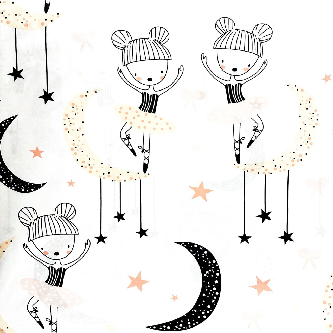 Cotton Fabric - Ballerinas and Stars