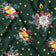 Tessuto di cotone - Campane e stelle su verde