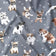 Tessuto di cotone - Cani e zampe su grigio