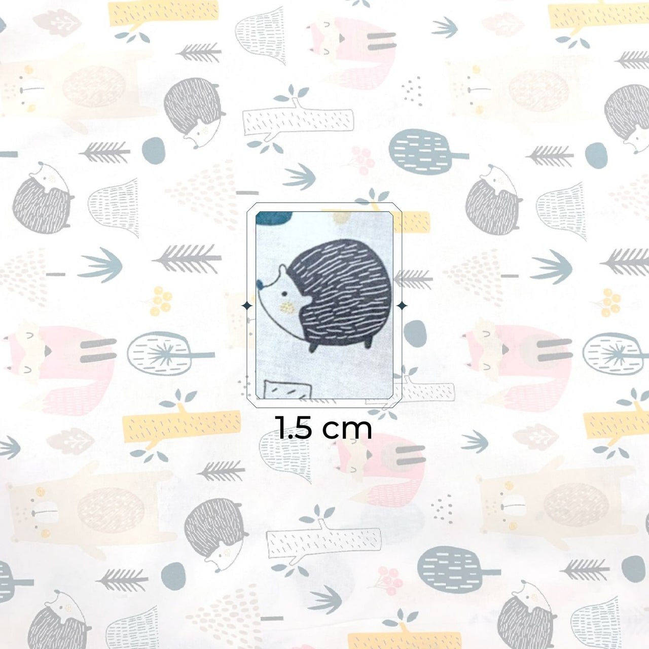Cotton Fabric - Forest Animals, Orange
