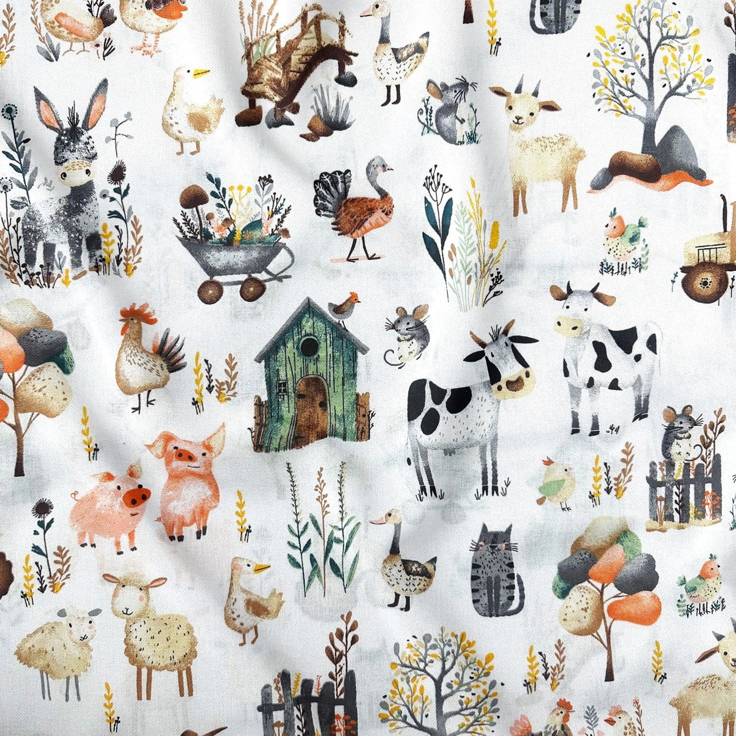 Cotton Fabric - Happy Farm Animals