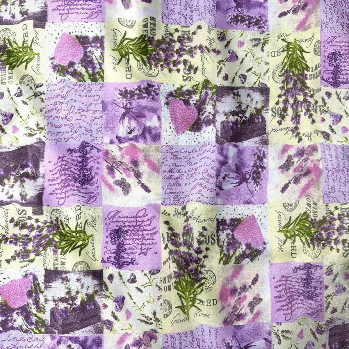 Cotton Fabric - Lavender Purple Patchwork