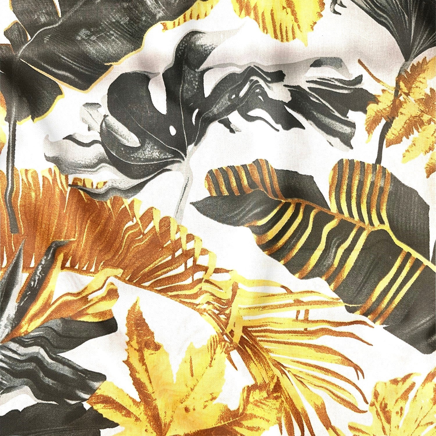 Cotton Fabric - Monstera gold and bottle green