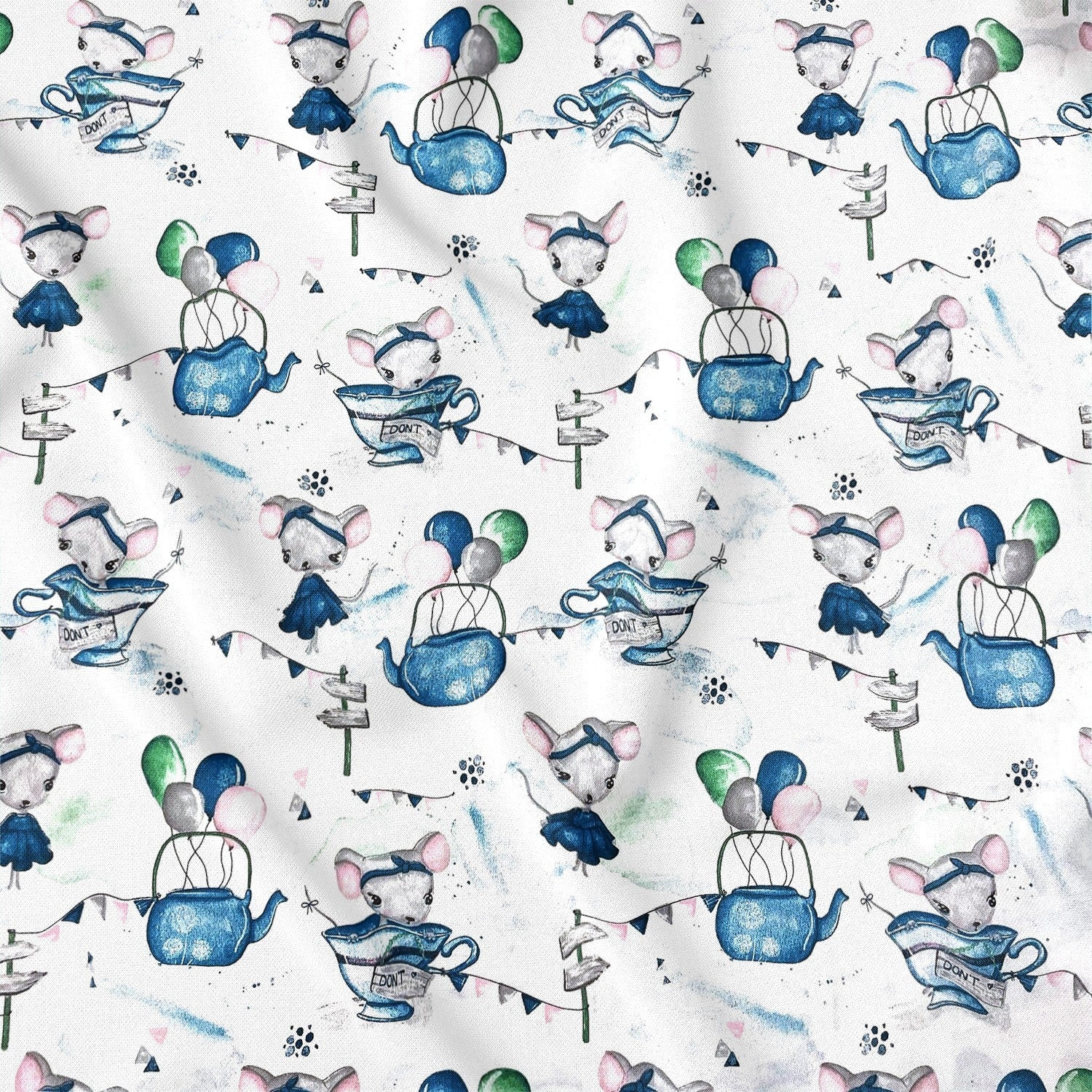 Cotton Fabric - Mouse and a cup