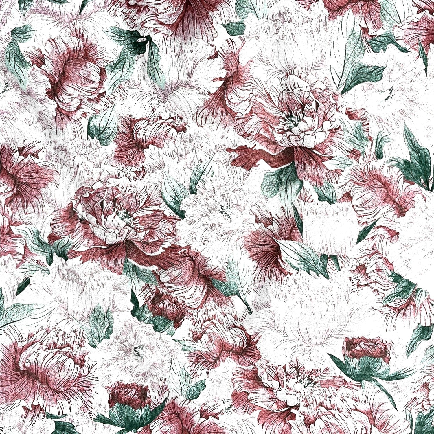 Cotton Fabric - Peony Maroon