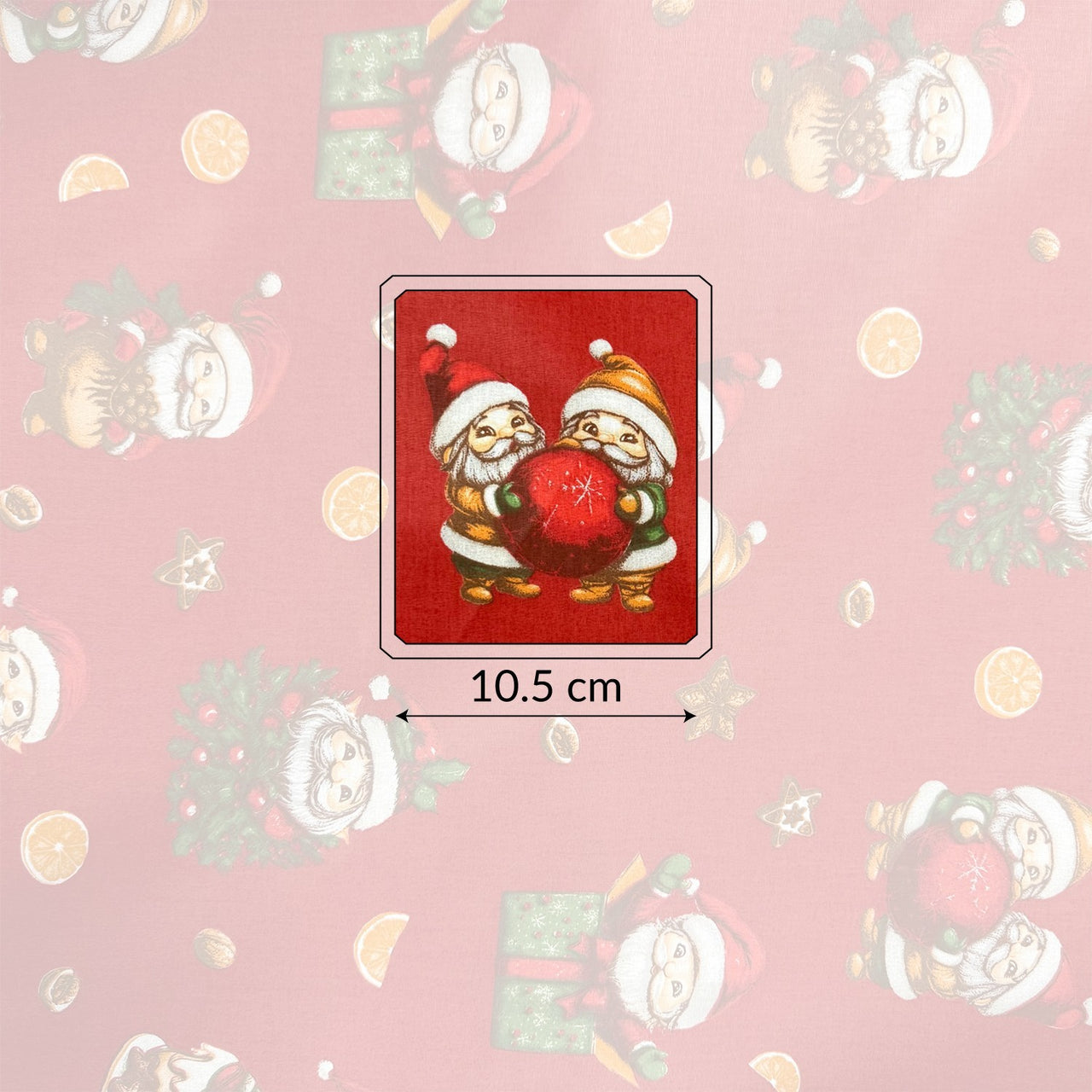 Cotton Fabric - Santa Claus orange and nut