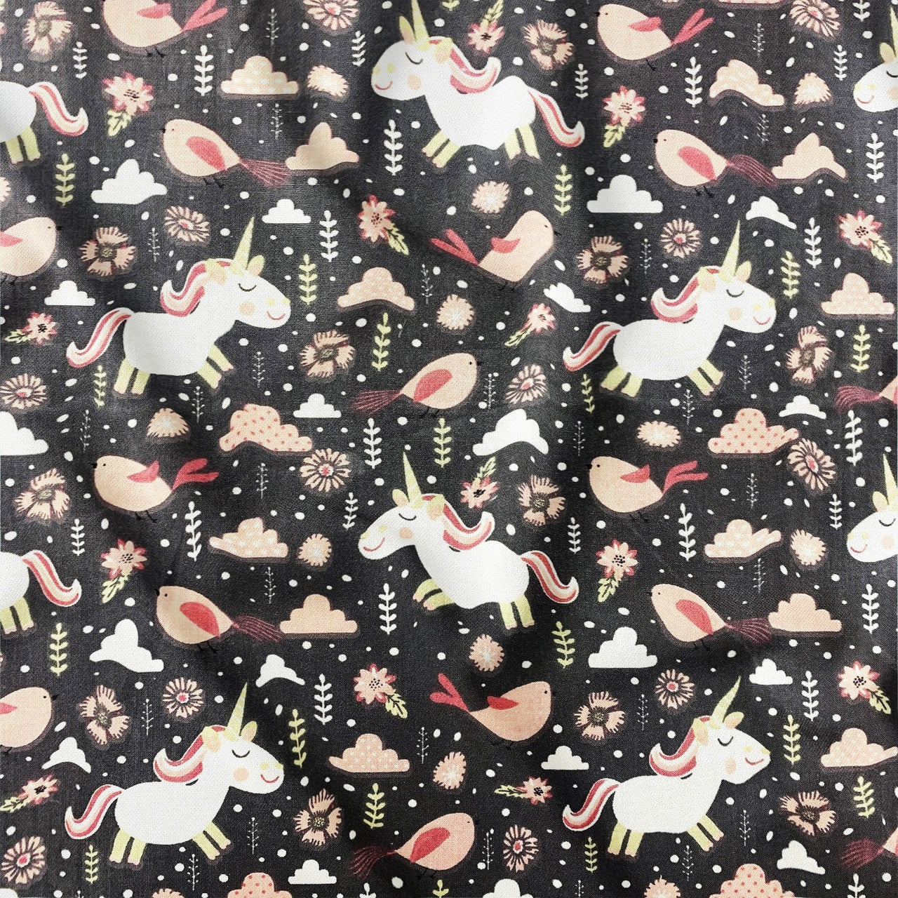 Cotton Fabric - Unicorns and Birds