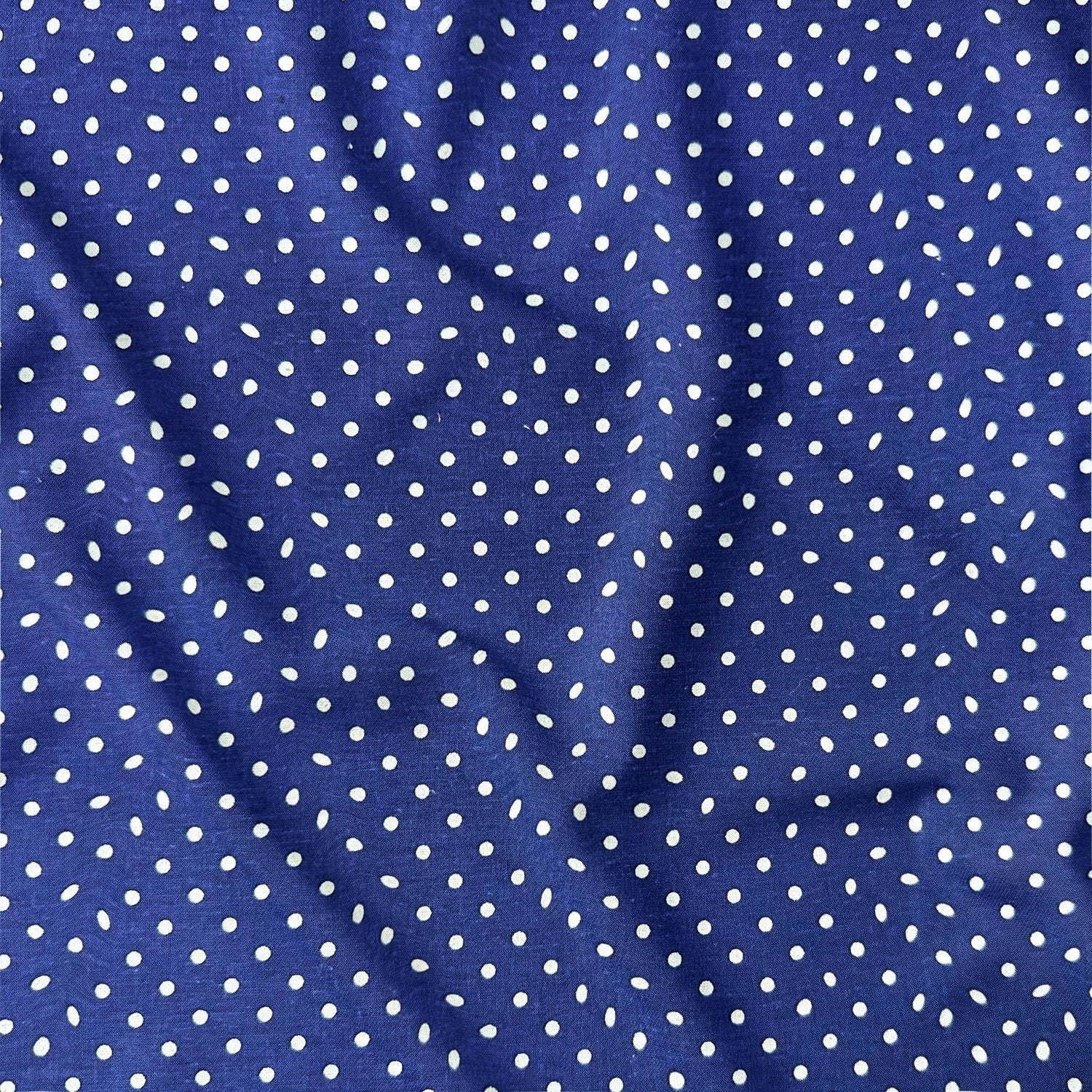 Cotton Fabric - White Dots on Navy Blue 4 mm
